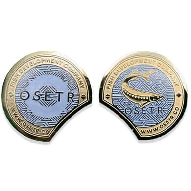 Монета Osetr для открытия банок с икрой (золотая)